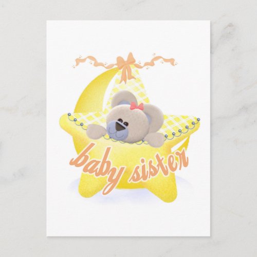 Bear in Star Baby Sister Tshirs and Gifts Postcard