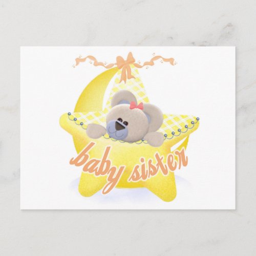 Bear in Star Baby Sister Tshirs and Gifts Postcard
