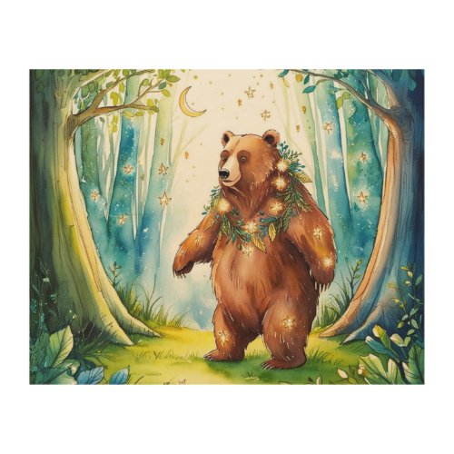 Bear In The Forest Wood Wall Art