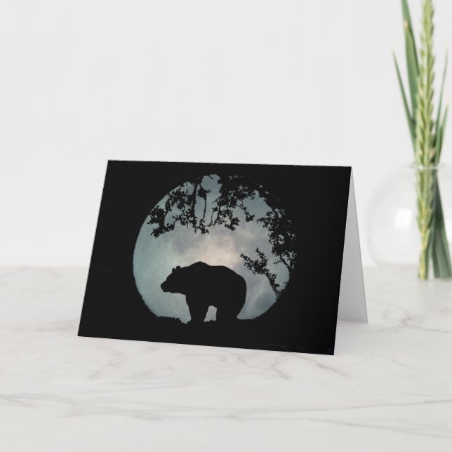 Bear in the Full Moon Season's Greetings Holiday Card (Front)