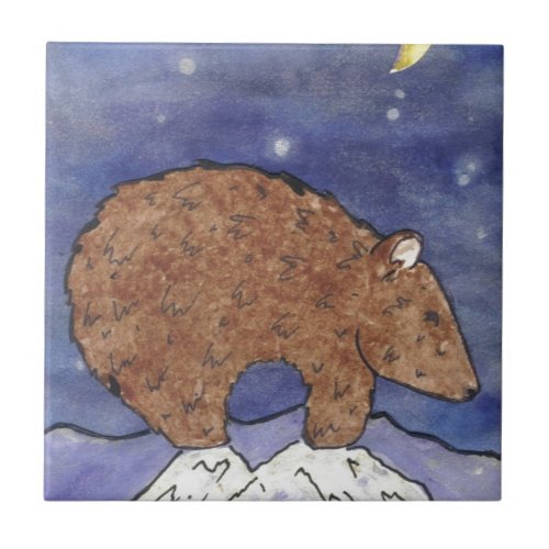 bear in the moon light ceramic tile