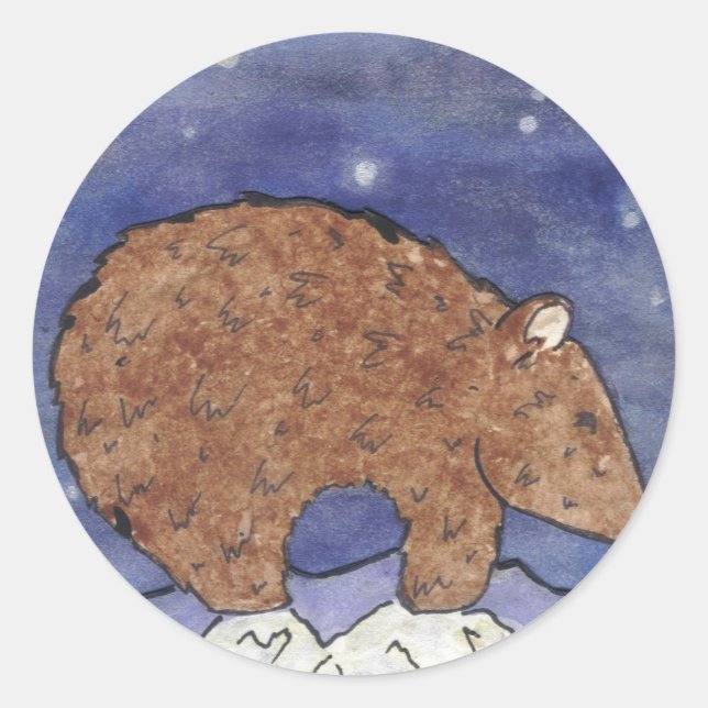 bear in the moon light classic round sticker (Front)