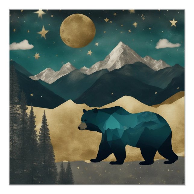 Bear in the Moonlight Design Poster (Front)