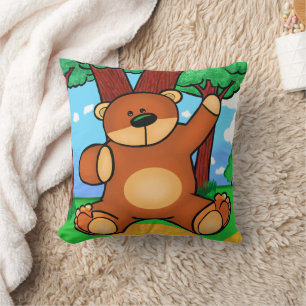Bear in the Prairie - Bear in grassland Throw Pillow
