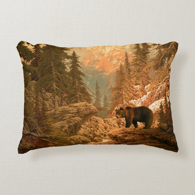 Bear in the Rocky Mountainsbear,brown,animal,grizz Accent Pillow (Front)