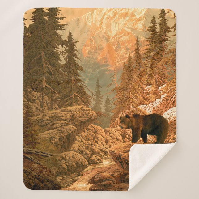 Bear in the Rocky Mountainsbear,brown,animal,grizz Sherpa Blanket (Front)
