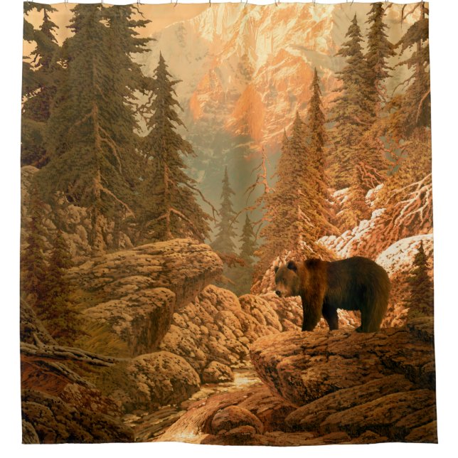 Bear in the Rocky Mountainsbear,brown,animal,grizz Shower Curtain (Front)
