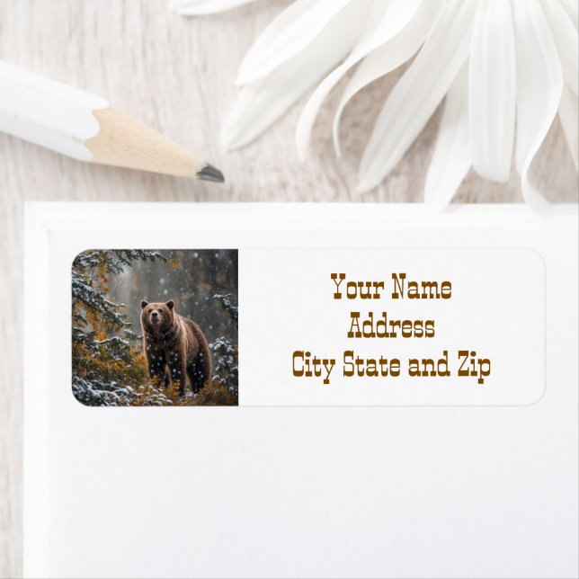 Bear in the Woods Holiday Return Address Label (Insitu)