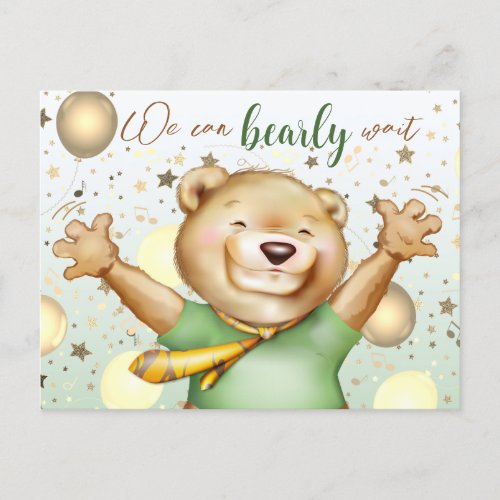 Bear in Tie Cute Animal Baby Shower Invitation Postcard
