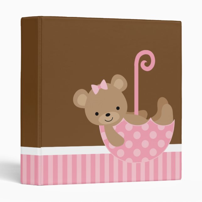 Bear in Umbrella Photo Book 3 Ring Binder (Front/Spine)