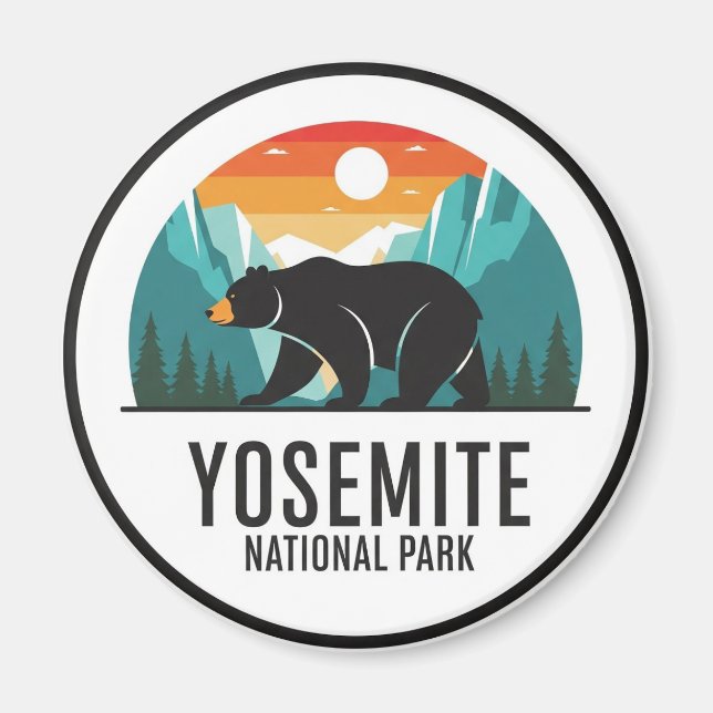 Bear in Yosemite National Park Half Dome Magnet (Front)