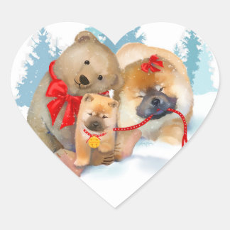 BEAR-ING GIFTS Chow and Teddybear heart stickers