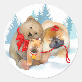 BEAR-ING GIFTS Chow Teddy Bear round stickers