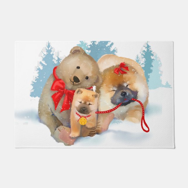 BEAR-ING GIFTS Teddybear and  Chow doormat 2 sizes (Front)