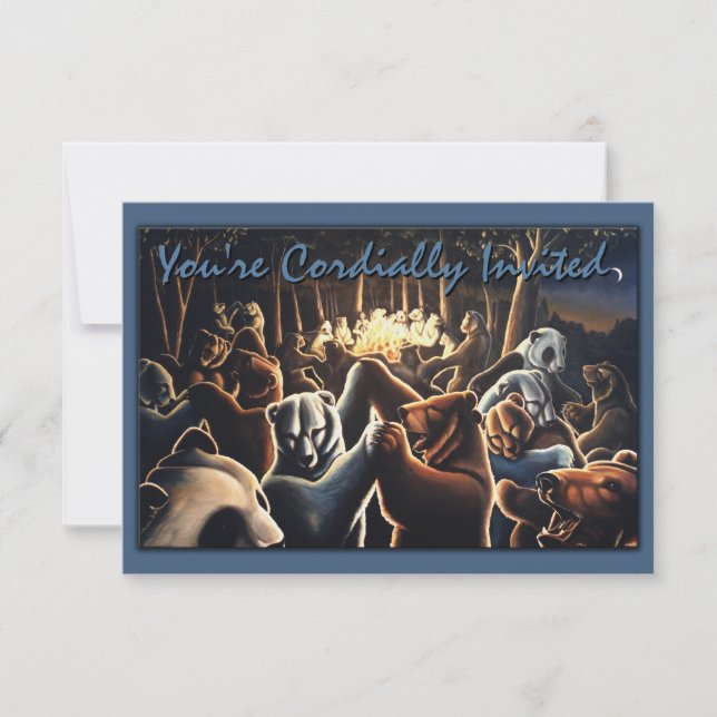Bear Invitations Personalize Dancing Bear Art Card (Front)