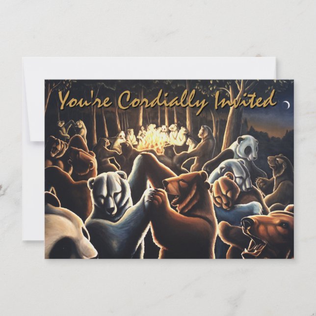 Bear Invitations Personalize Dancing Bear Art Card (Front)