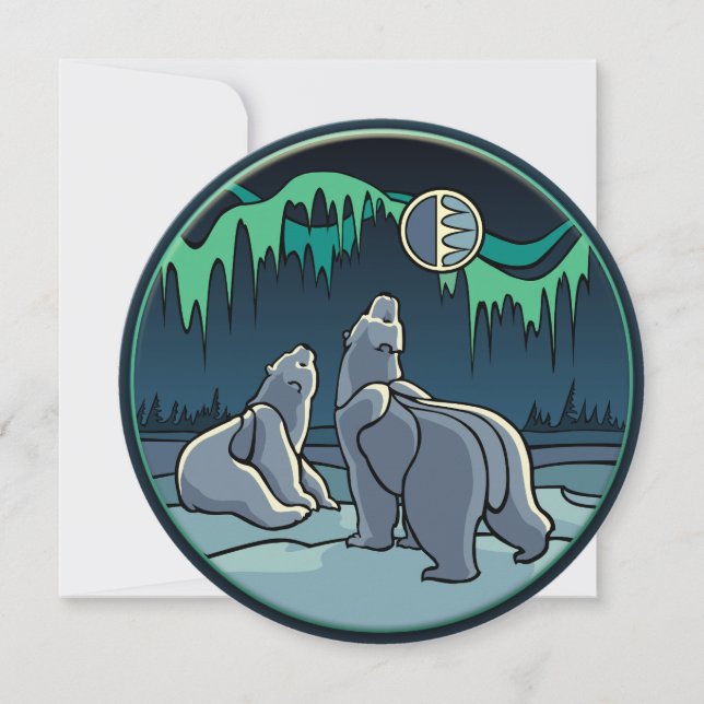 Bear Invitations Personalized Polar Bear Art Cards (Front)