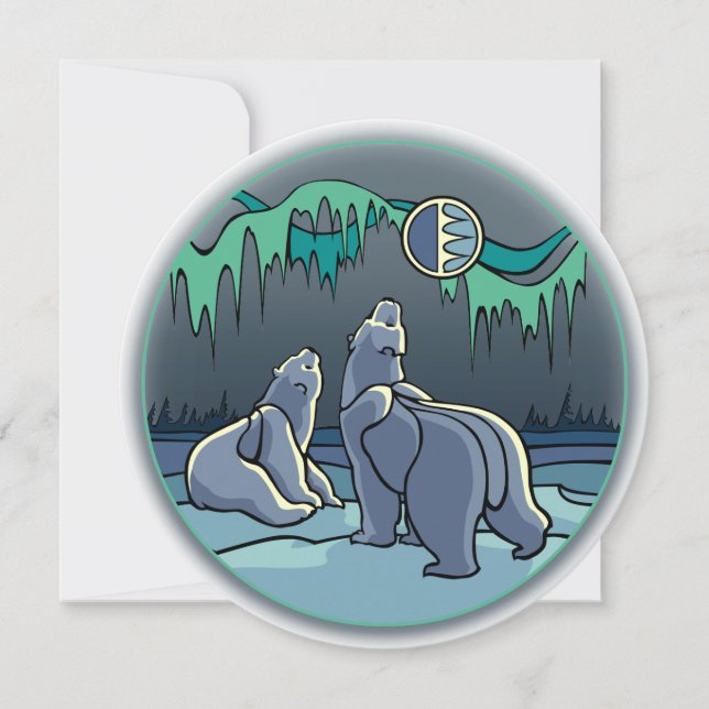 Bear Invitations Personalized Polar Bear Art Cards (Front)