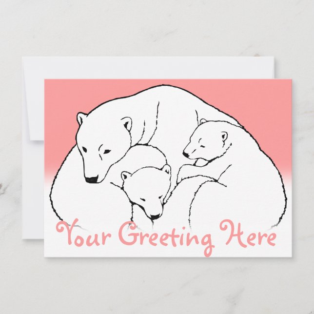 Bear Invitations Personalized Polar Bear Cubs Card (Front)