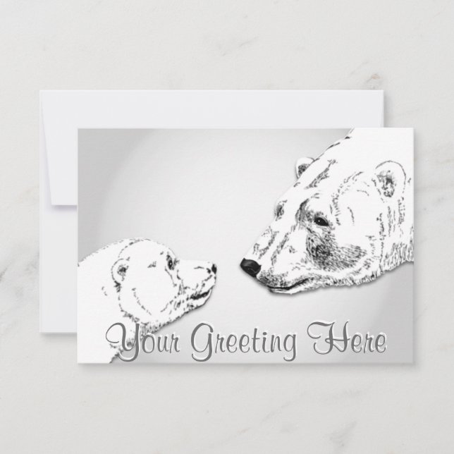 Bear Invitations Personalized Polar Bear Cubs Card (Front)