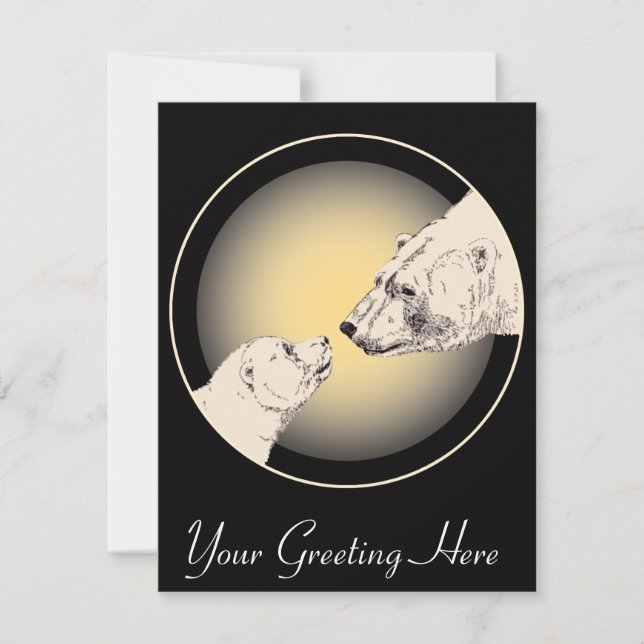 Bear Invitations Personalized Polar Bear Cubs Card (Front)
