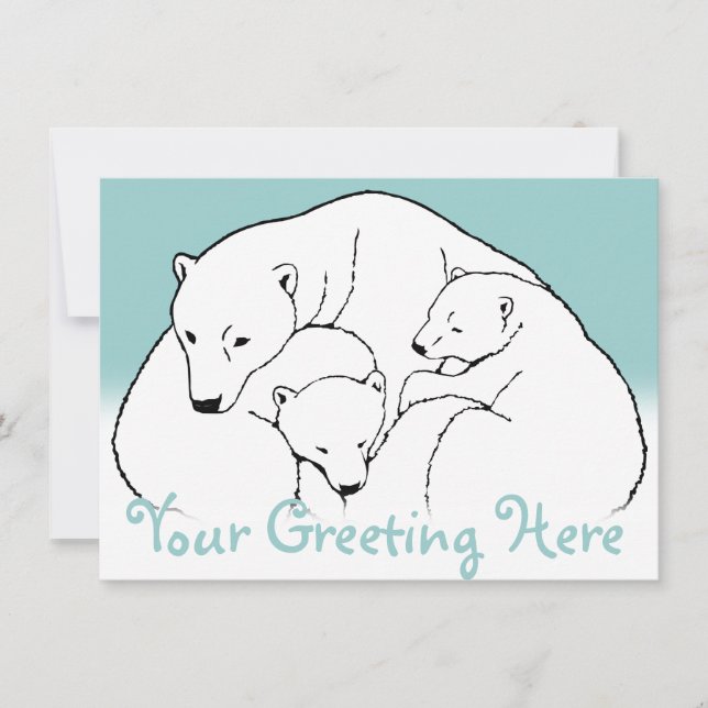 Bear Invitations Personalized Polar Bear Cubs Card (Front)
