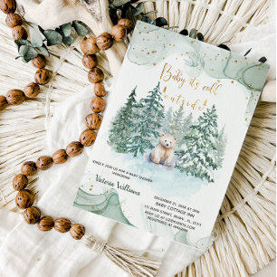 Bear It's Cold Outside Cute Baby Shower Invitation