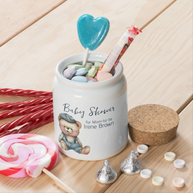 Bear Jean Baby Shower Theme Candy Jar (In Situ)