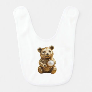 Bear jewelry with white pearl baby bib