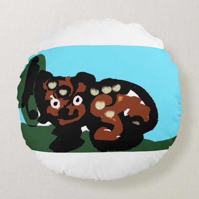 Bear joy round pillow (Front)