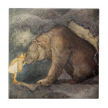 Bear Kiss Tile<br><div class="desc">She kissed the bear on the nose. Beautiful illustration by John Bauer from the story “Bella’s Glorious Adventure”, written by Helena Nyblom and featured in the book "Swedish Folk Tales”. Illustration of a large brown bear bending down so a little princess with the golden hair and crown can kiss his...</div>