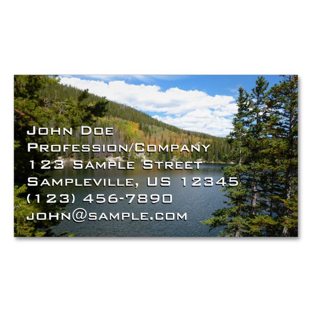 Bear Lake at Rocky Mountain National Park Business Card Magnet (Front)
