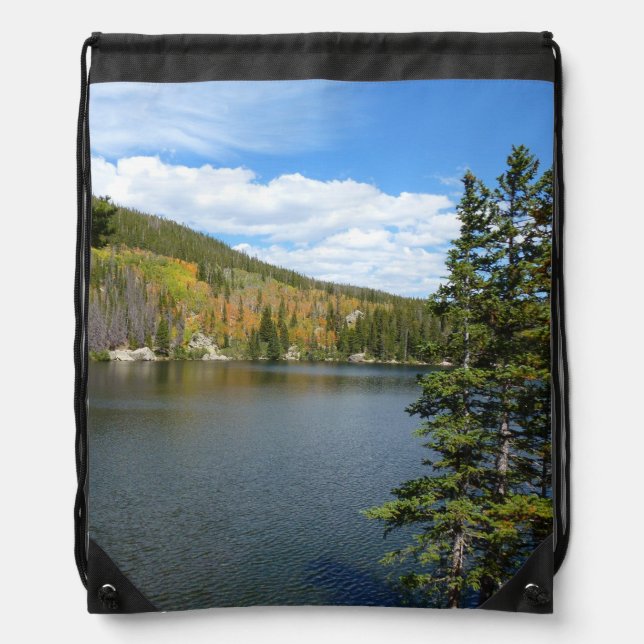Bear Lake at Rocky Mountain National Park Drawstring Bag (Front)