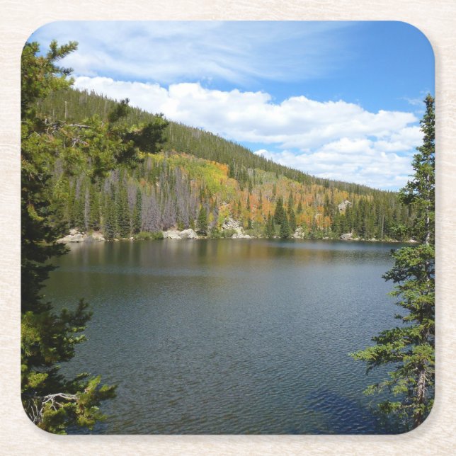 Bear Lake at Rocky Mountain National Park Square Paper Coaster (Front)