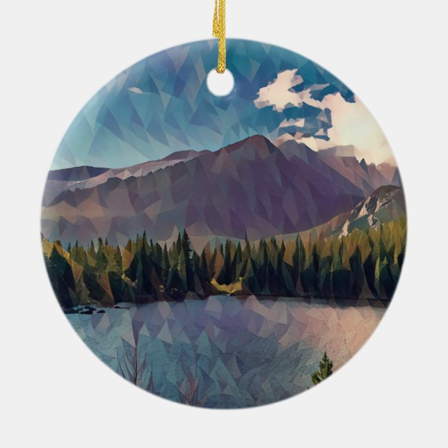 Bear Lake in Rocky Mountain National Park Ceramic  Ceramic Ornament (Back)