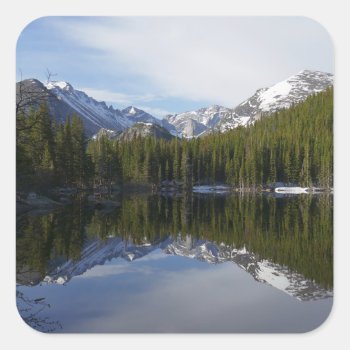 Bear Lake Reflection Ii Square Sticker by mlewallpapers at Zazzle