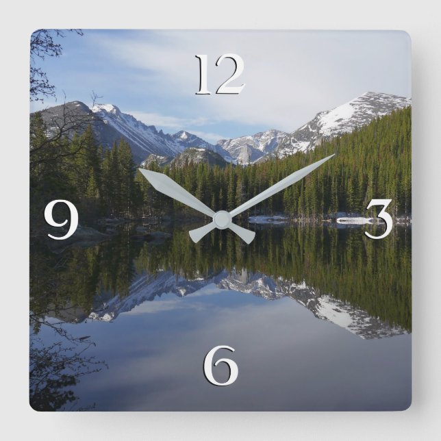 Bear Lake Reflection II Square Wall Clock (Front)