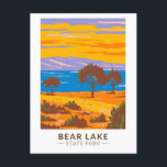 Bear Lake State Park Utah Vintage Postcard<br><div class="desc">Bear Lake State Park artwork in a badge style design. It offers three recreation areas: Rendezvous Beach,  Bear Lake Marina,  and East Side.</div>