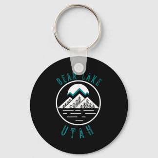 Bear Lake Utah Mountain Skiing Hiking Fishing Boat Keychain