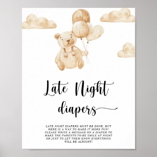 Bear  Late night diapers game  Poster