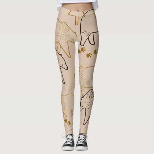 Bear Leggings in Beige