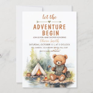 Bear Let the Adventure Begin Baby Shower Invitation