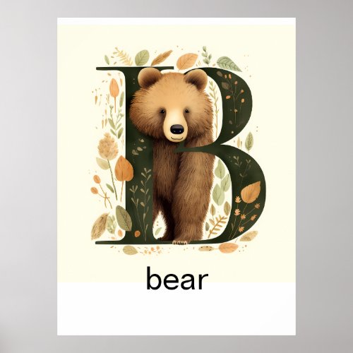Bear Letter B  Classroom Elementary School  Poster