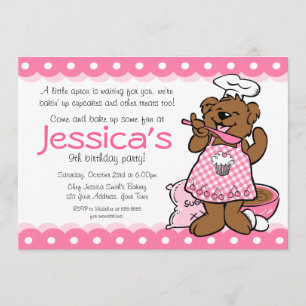 Bear Little Baker Party Invitation