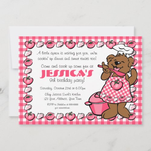 Bear Little Chef Party Invitation