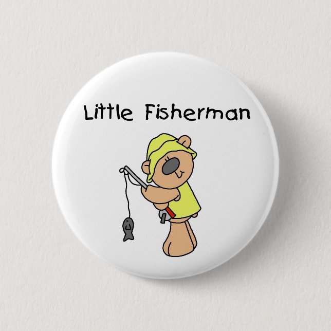 Bear Little Fisherman Pinback Button (Front)