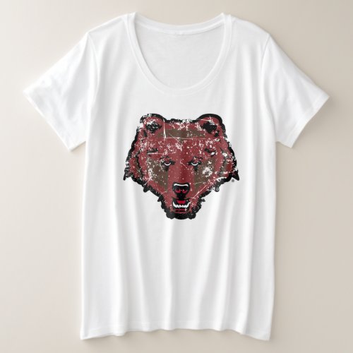 Bear Logo Distressed Plus Size T_Shirt