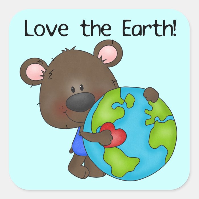 Bear Love the Earth Square Sticker