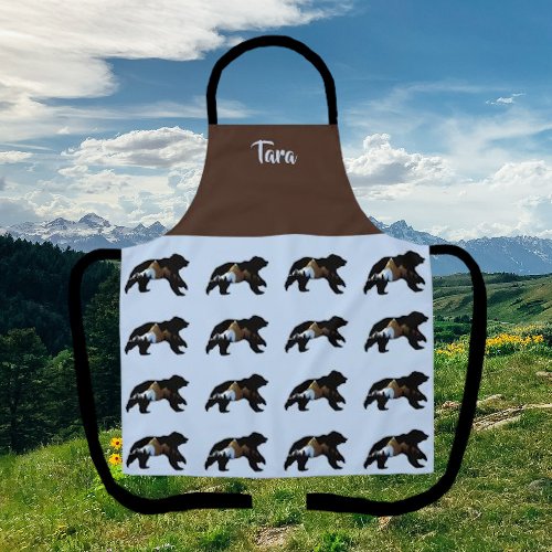  Bear Lovers Baby Blue and Chestnut Brown Apron