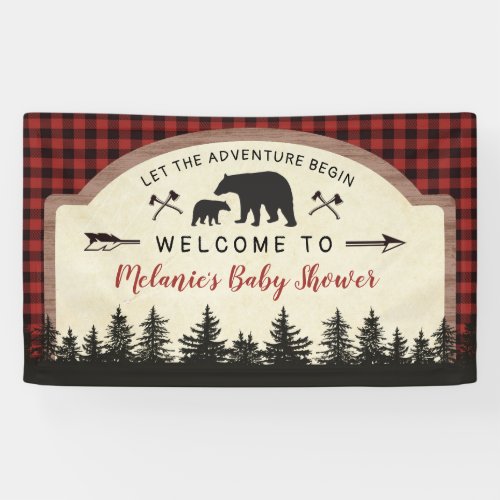 Bear Lumberjack Baby Shower Welcome Sign Poster